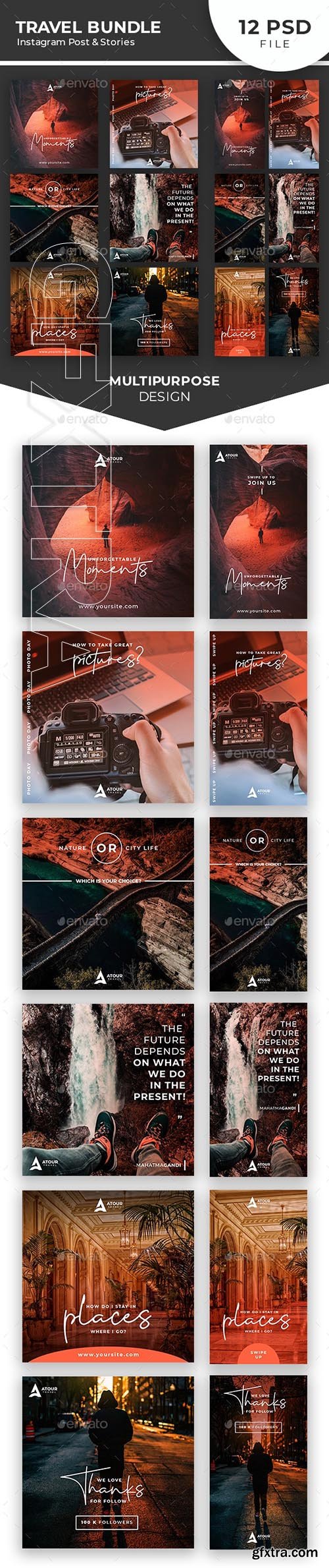 GraphicRiver - Travel Instagram Post & Stories Bundle 24374518