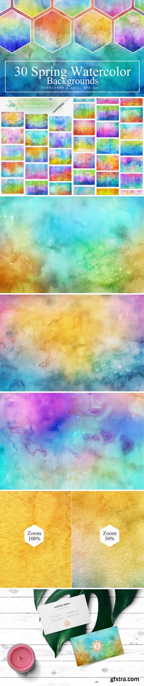 30 Spring Watercolor Backgrounds 1742500