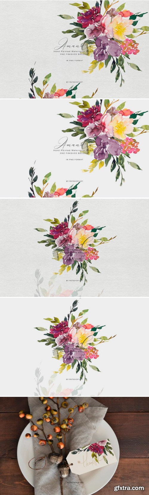 Watercolor Autumnal Bouquet Clipart 1743262