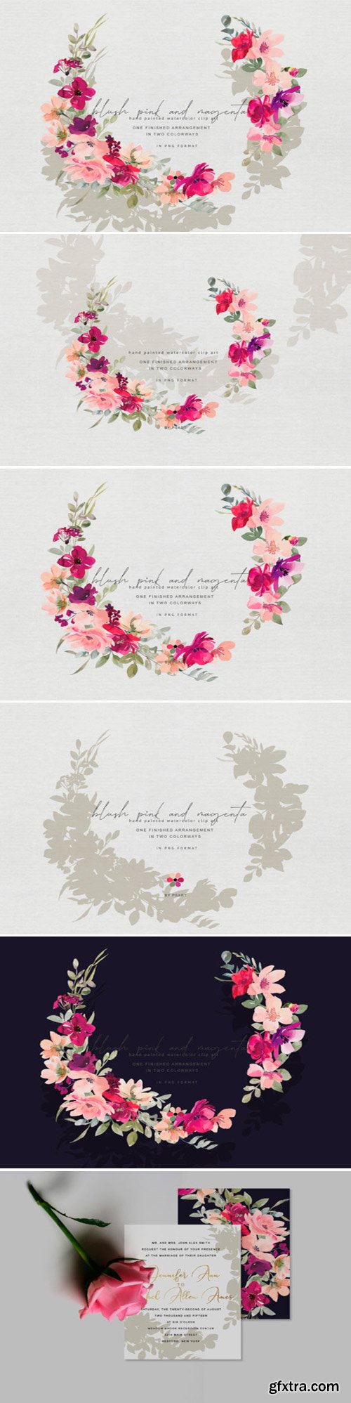 Hand Painted Watercolor Floral Wreath 1743293