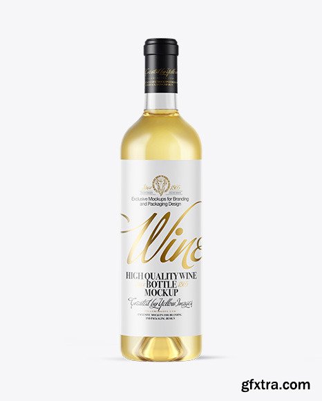 Clear Glass White Wine Bottle Mockup 48167