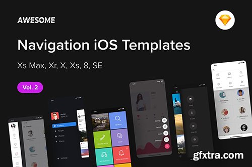 Awesome iOS UI Kit - Navigation Vol. 2 (Sketch)