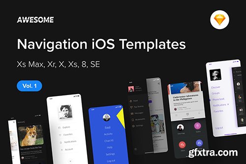 Awesome iOS UI Kit - Navigation Vol. 1 (Sketch)