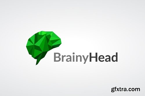 Modern Low Poly Geometric Brain Logo