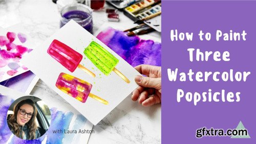 How to Paint Three Watercolor Popsicles