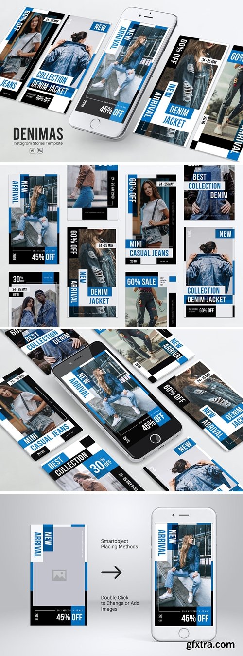 Denim Clothing Instagram Stories PSD & AI Template