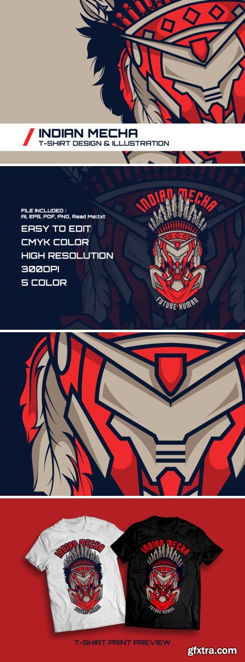 Indian Mecha T-Shirt Illustration 1745111