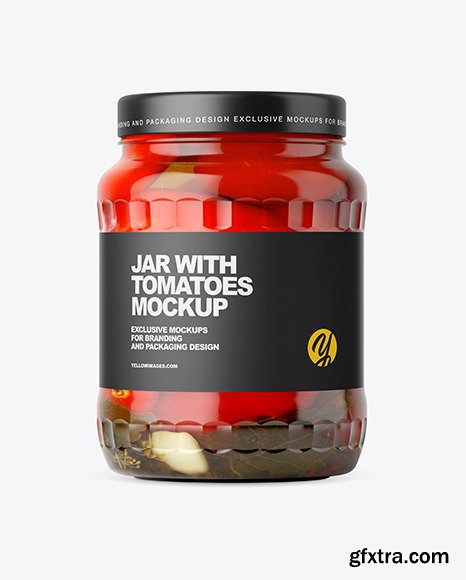 Clear Glass Jar with Tomatoes Mockup 48241