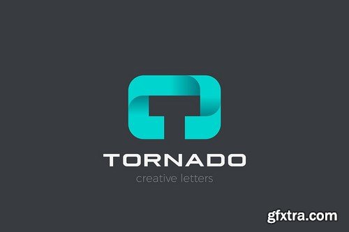 Letter T Logo design Negative space style