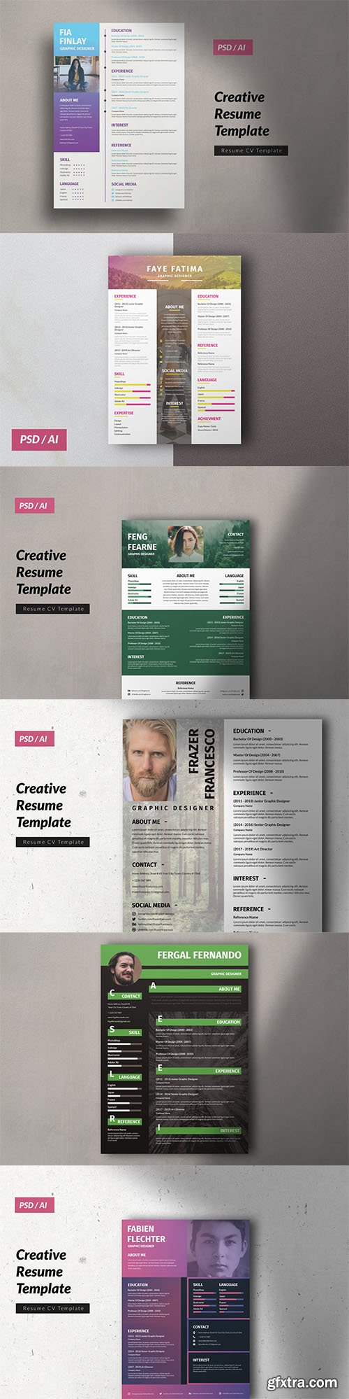 CV Resume Graphic Design Vol. 1-6