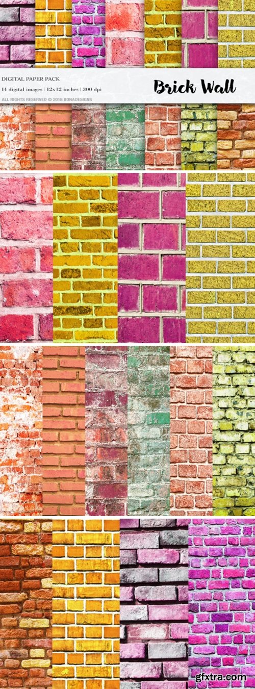 Brick Wall Digital Paper Pack Textures 1746501