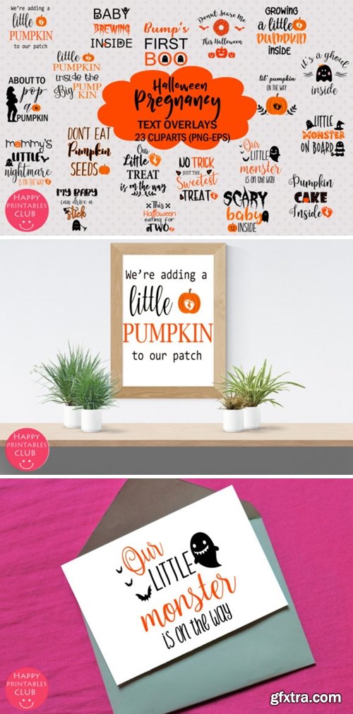 Halloween Pregnancy Text Overlay Clipart 1749713