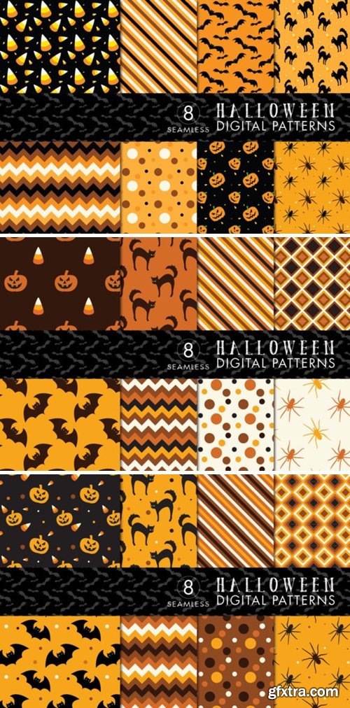 8 Seamless Halloween Patterns - Bundle