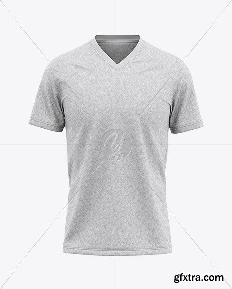 Men’s Heather V-Neck T-Shirt Mockup 48378