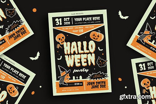 Retro Halloween Party Flyer