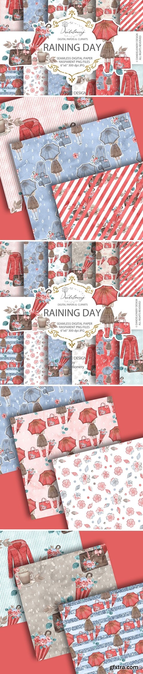 Raining Day digital paper pack