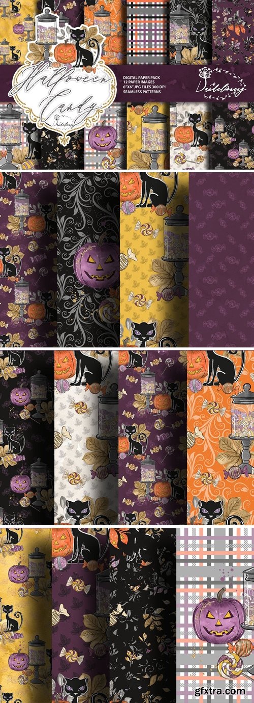 Halloween Candy digital paper pack