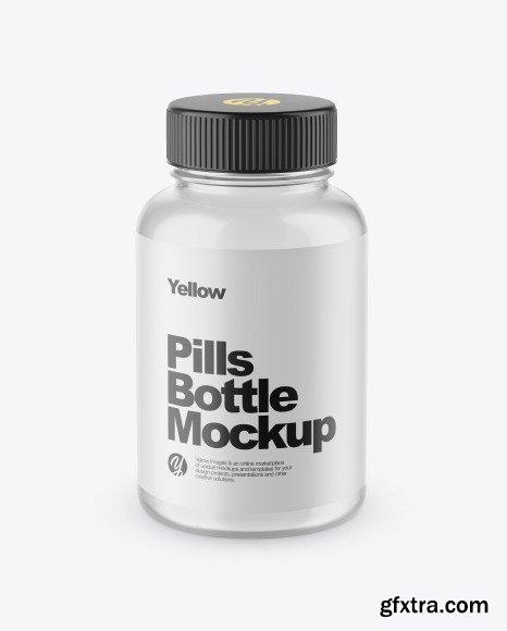 Empty Clear Glass Pills Bottle Mockup 48424