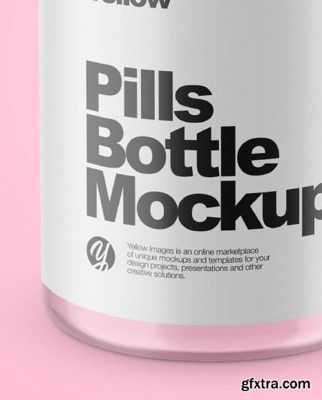 Empty Clear Glass Pills Bottle Mockup 48424