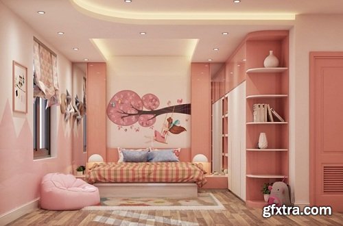 Interior Bedroom Girl Scene Sketchup