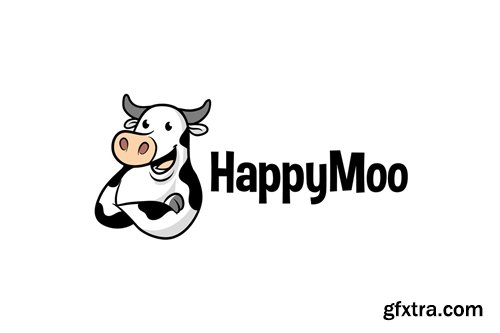 Cartoon Cute Dairy Cow Mascot Logo