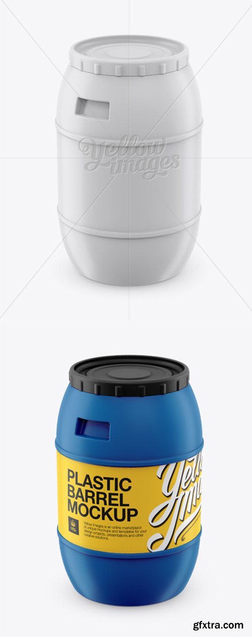 100L Plastic Barrel Mockup - High-Angle Shot 12908