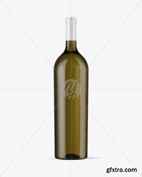 Antique Green Glass White Wine Bottle Mockup 48441