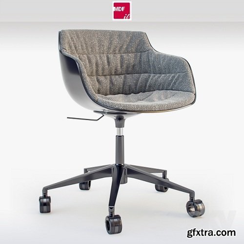 MDF italia chair Flow SLIM padded 5-Point Star Base on Castors