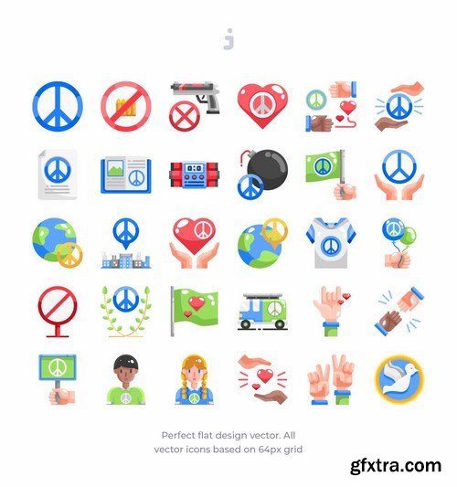 30 Pacifism Icons - Flat