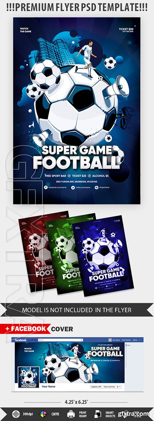 Super Game Football PSD Flyer Template