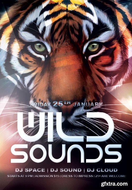 WILD SOUNDS - CLUB AND PARTY FLYER PSD TEMPLATE