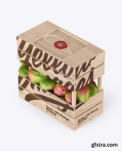 Wooden Crate with Mangos Mockup 48447