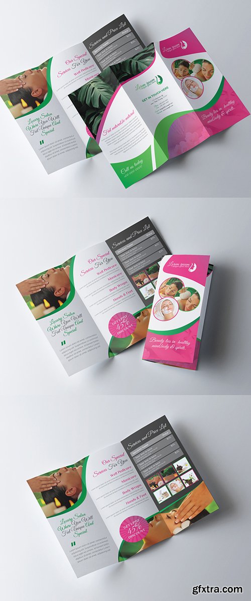 Beauty Spa Trifold Brochure Layout 277926645