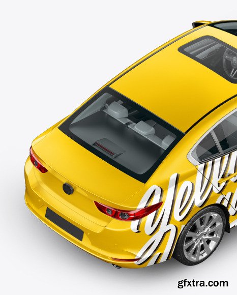 Sedan Mockup - Back Half Side View 48536