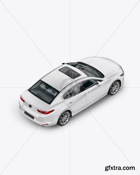 Sedan Mockup - Back Half Side View 48536