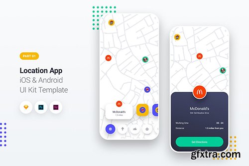 Location App iOS & Android UI Kit Template 1