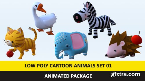 Cgtrader - Cartoon Cute Animals Low Poly Pack - 01 AR VR Games Movies Low-poly 3D model