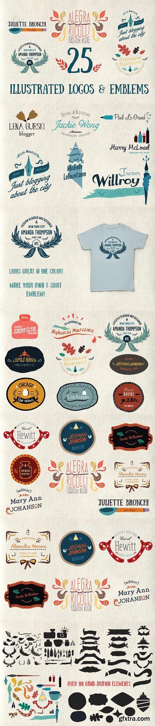 25 Illustrated logos and emblems