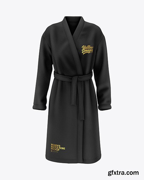 Women\'s Waffle Robe Mockup - Front View 48677