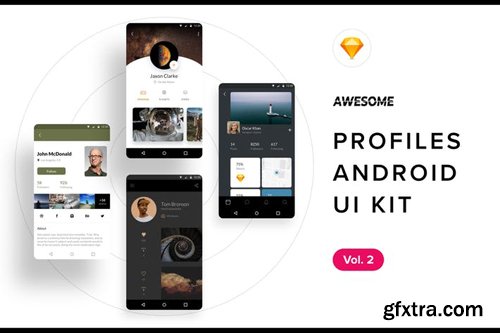 Android UI Kit - Profiles Vol. 2 (Sketch)