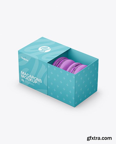 Opened Paper Box With Macarons Mockup 48707