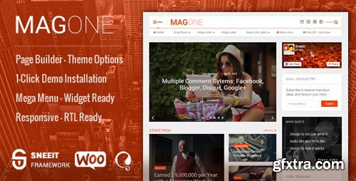 ThemeForest - MagOne v6.4.6.7 ­ Responsive Magazine & News WordPress Theme - 14342350