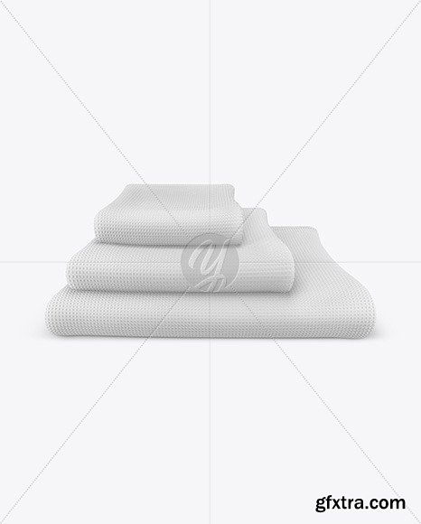 Three Waffle Towels Mockup 48748