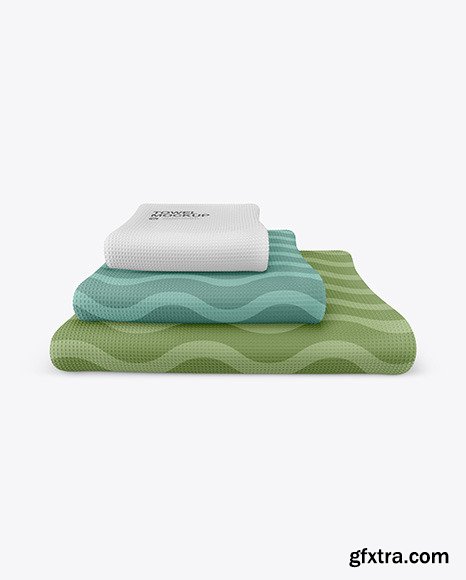 Three Waffle Towels Mockup 48748