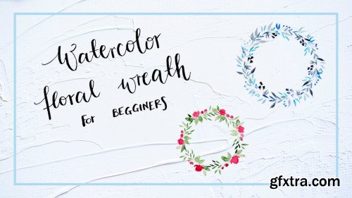 Watercolor floral wreath for begginers
