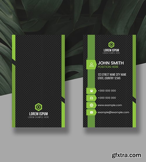 Green Vertical Business Card Layout 278998323