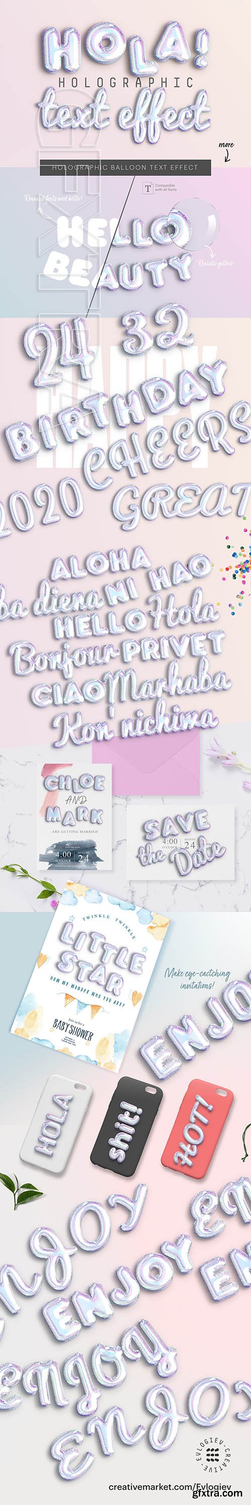 CreativeMarket - HOLOGRAPHIC BALLOON TEXT EFFECT 4095898