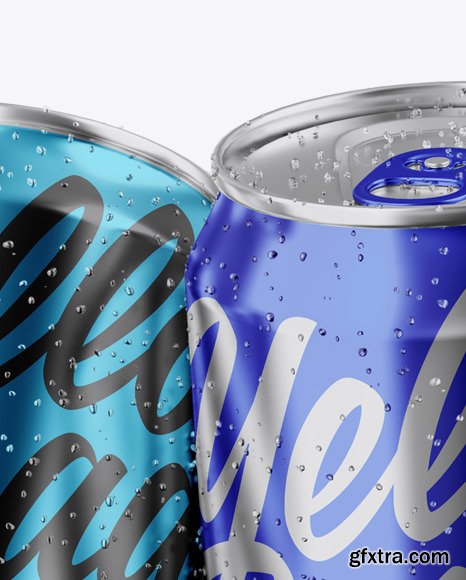 Four Glossy Metallic Cans Mockup 48744