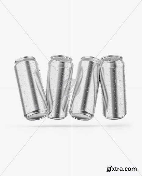 Four Glossy Metallic Cans Mockup 48744