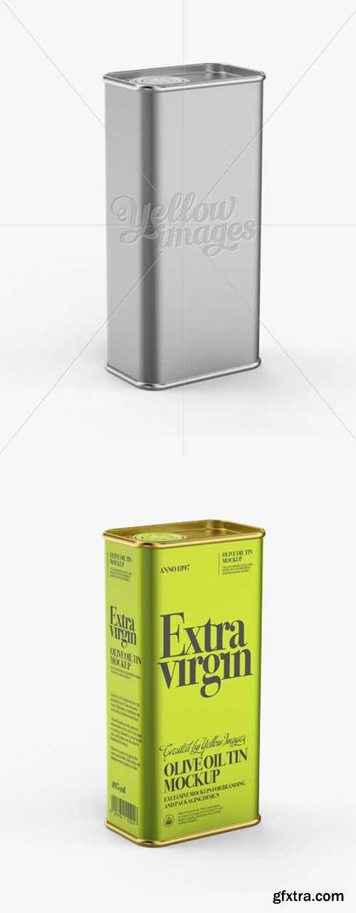 Olive Oil Tin Can Mockup - Half-Side View 12321